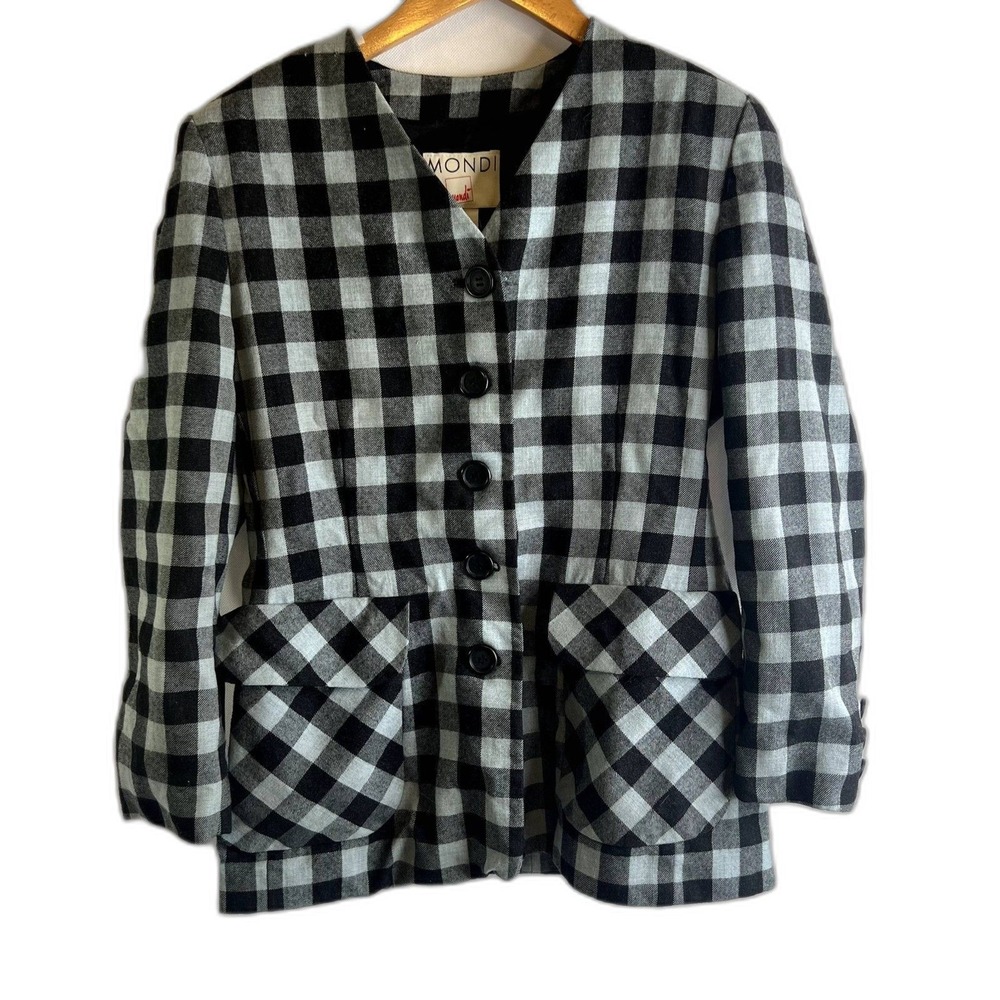 Mondi Blazer Buffalo Plaid Gingham Checkered Career Retro Professional Size MD**